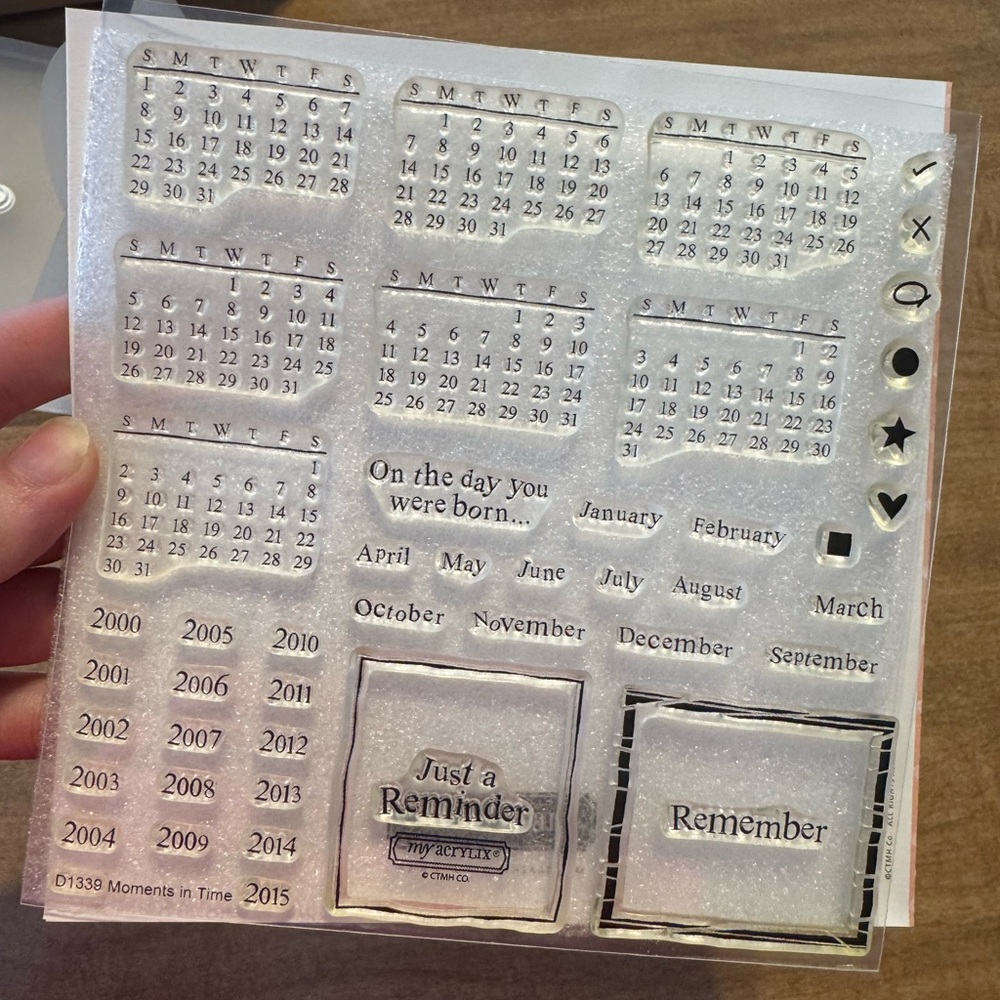 Clear Calendar and Reminder Stamps